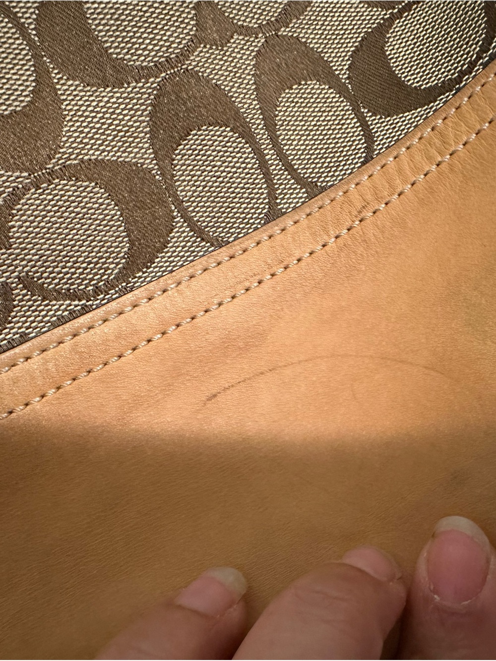 Coach Brown Signature Canvas Hobo with Tan Leather Trim - Picture 13 of 16